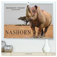 Bedrohte Tierart - Nashorn (hochwertiger Premium Wandkalender 2026 DIN A2 quer), Kunstdruck in Hochglanz