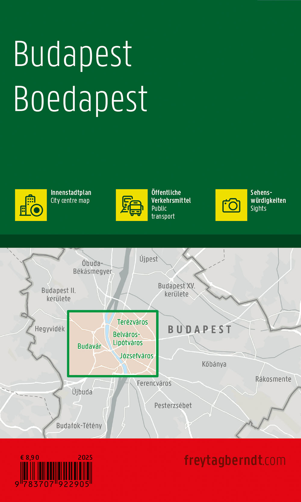 Rückseitencover Budapest, Stadtplan 1:10.000, freytag & berndt