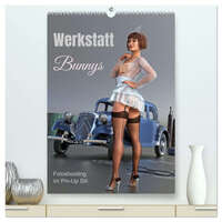 Werkstatt Bunnys (hochwertiger Premium Wandkalender 2026 DIN A2 hoch), Kunstdruck in Hochglanz
