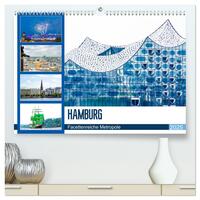 Hamburg - facettenreiche Metropole (hochwertiger Premium Wandkalender 2025 DIN A2 quer), Kunstdruck in Hochglanz