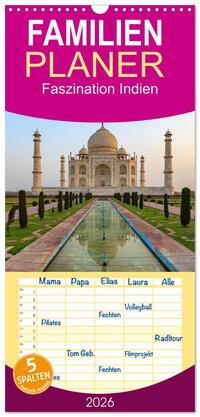 Familienplaner 2026 - Faszination Indien mit 5 Spalten (Wandkalender, 21 x 45 cm) CALVENDO