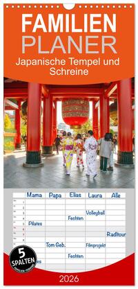 Vorderes Coverbild Familienplaner 2026 - Japanische Tempel und Schreine mit 5 Spalten (Wandkalender, 21 x 45 cm) CALVENDO