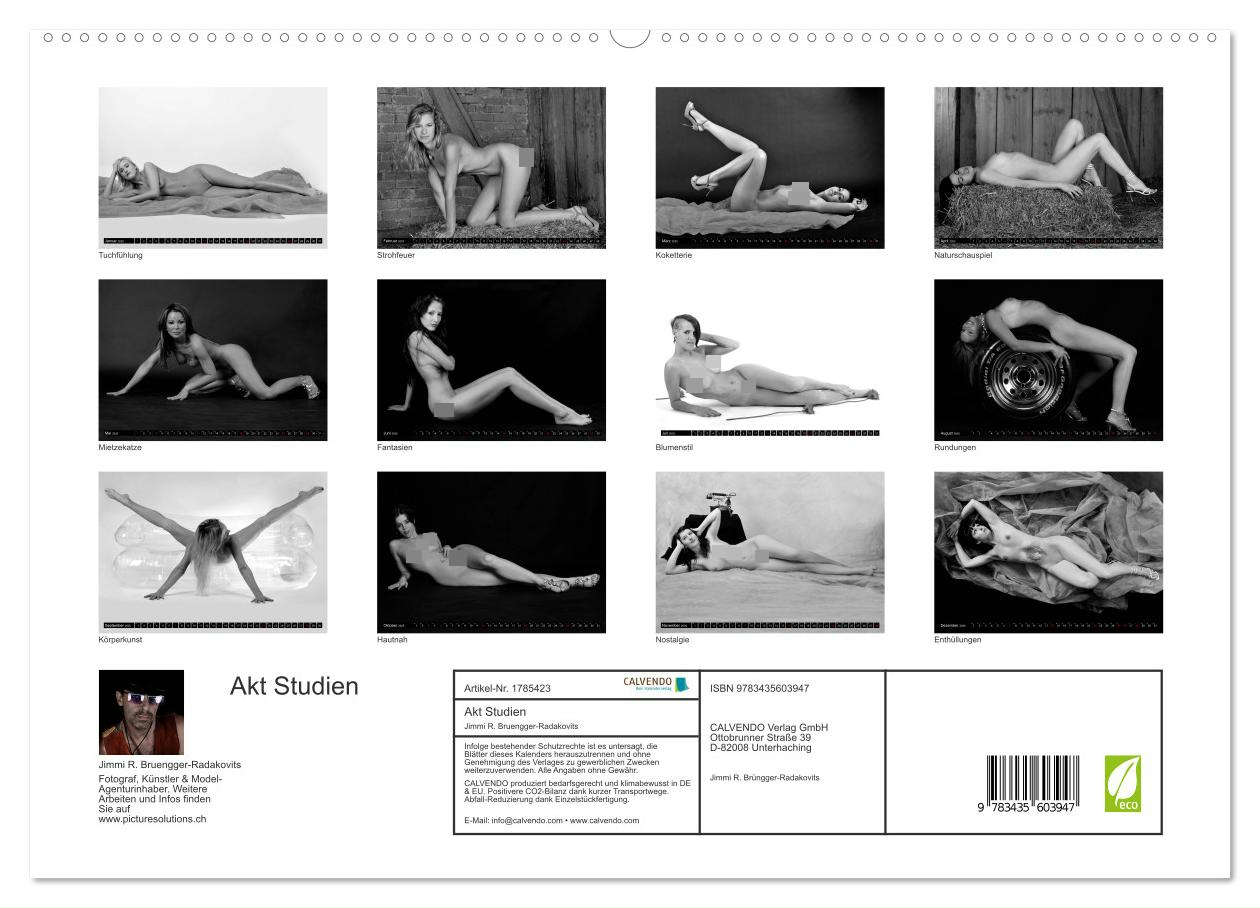 Beispielinhalt (Bild) Akt Studien (hochwertiger Premium Wandkalender 2025 DIN A2 quer), Kunstdruck in Hochglanz