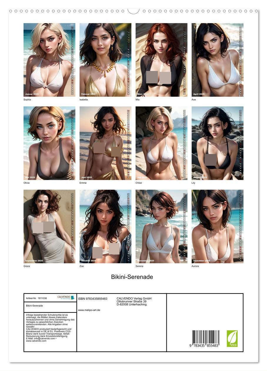Bikini-Serenade (hochwertiger Premium Wandkalender 2025 DIN A2 hoch), Kunstdruck in Hochglanz