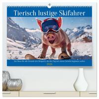 Tierisch lustige Skifahrer (hochwertiger Premium Wandkalender 2026 DIN A2 quer), Kunstdruck in Hochglanz