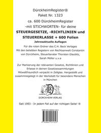 DürckheimRegister® Paket-STEUERGESETZE-RILI-ERLASSE: 600 DürckheimRegister® mit STICHWORTEN + 600 FOLIEN