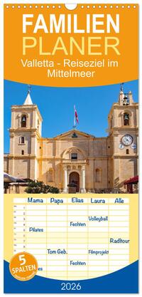 Familienplaner 2026 - Valletta - Reiseziel im Mittelmeer mit 5 Spalten (Wandkalender, 21 x 45 cm) CALVENDO