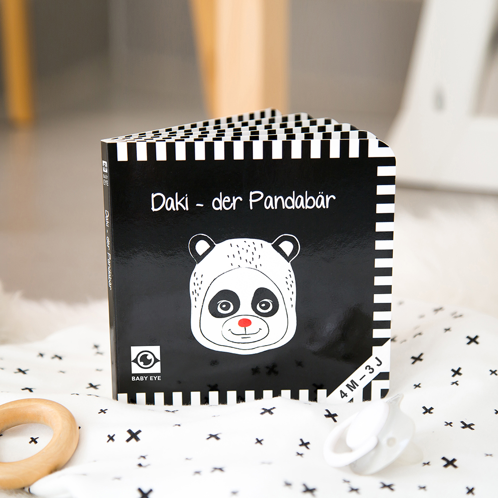 Daki – der Pandabär: Kontrastbuch für Babys · kontrastreiche Bilder angepasst an Babyaugen · Schwarz Weiß Buch für Neugeborene · Mein erstes Bilderbuch · Montessori Buch