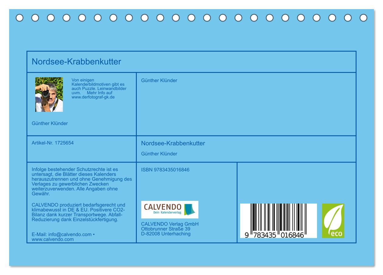 Beispielinhalt (Bild) Nordsee-Krabbenkutter (Tischkalender 2025 DIN A5 quer), CALVENDO Monatskalender