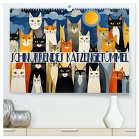 Schnurrendes Katzengetümmel (hochwertiger Premium Wandkalender 2026 DIN A2 quer), Kunstdruck in Hochglanz