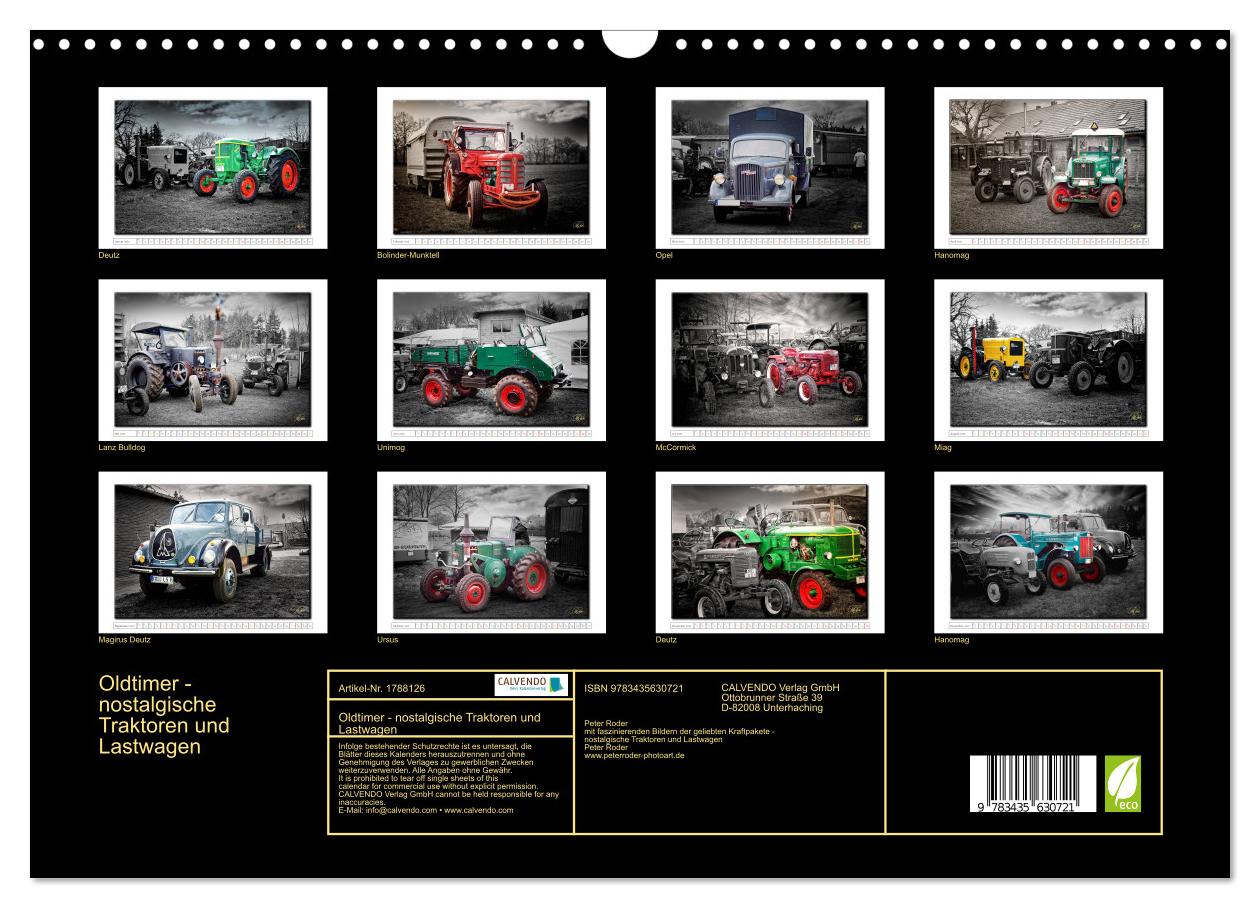 Beispielinhalt (Bild) Oldtimer - nostalgische Traktoren und Lastwagen (Wandkalender 2025 DIN A3 quer), CALVENDO Monatskalender