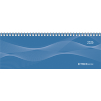 Tisch-Querkalender Profi blau 2026 - Büro-Planer 29,7x10,5 cm - Tisch-Kalender - 1 Woche 2 Seiten - Ringbindung - Zettler