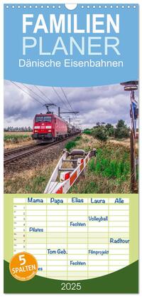 Familienplaner 2025 - Dänische Eisenbahnen mit 5 Spalten (Wandkalender, 21 x 45 cm) CALVENDO