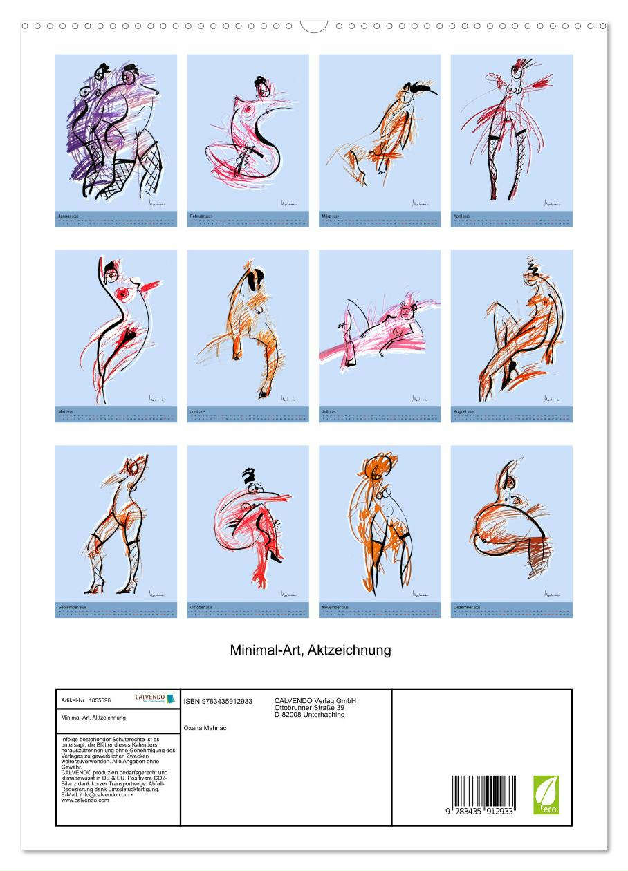 Minimal-Art, Aktzeichnung (hochwertiger Premium Wandkalender 2025 DIN A2 hoch), Kunstdruck in Hochglanz