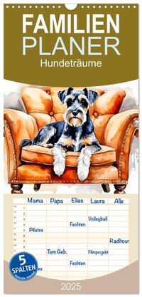 Familienplaner 2025 - Hundeträume mit 5 Spalten (Wandkalender, 21 x 45 cm) CALVENDO