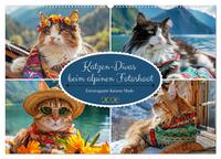 Katzen-Divas beim alpinen Fotoshoot. Extravagante Katzenmode (Wandkalender 2026 DIN A2 quer), CALVENDO Monatskalender