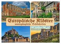 Europäische Klöster - unvergängliche Schönheiten (Wandkalender 2025 DIN A3 quer), CALVENDO Monatskalender