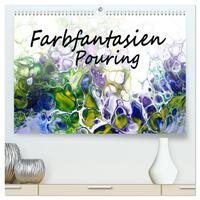 Farbfantasien - Pouring (hochwertiger Premium Wandkalender 2026 DIN A2 quer), Kunstdruck in Hochglanz