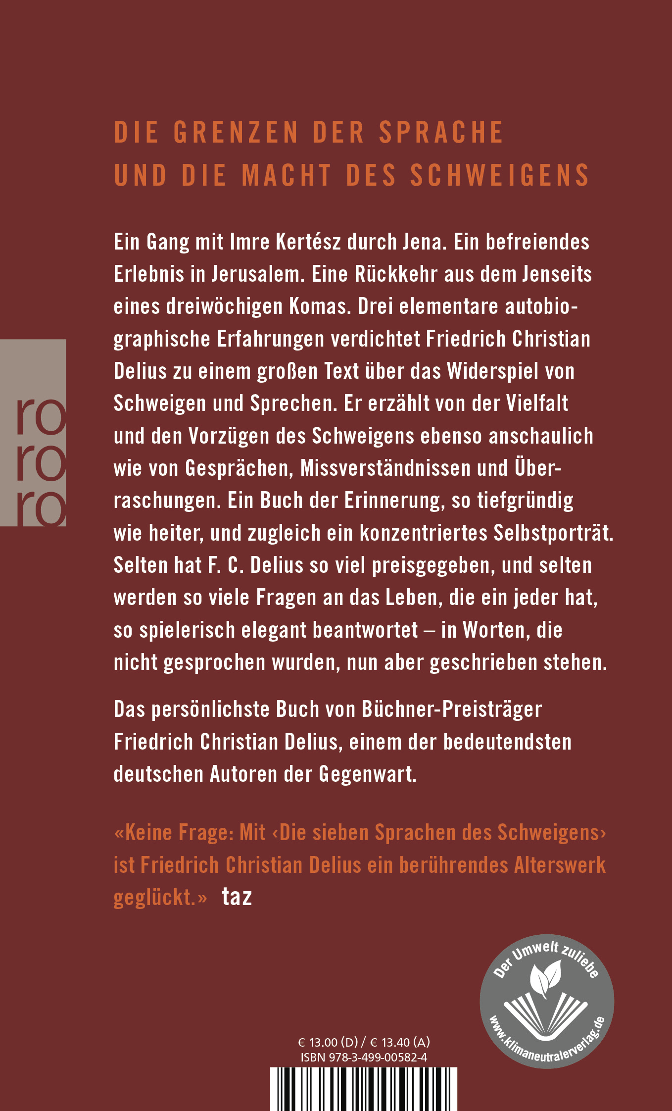Rückseitencover Die sieben Sprachen des Schweigens