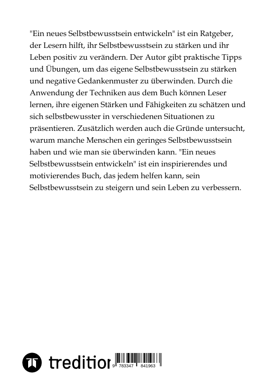 Rückseitencover Ein neues Selbstbewusstsein entwickeln