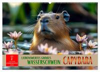 Capybara - liebenswertes großes Wasserschwein (Wandkalender 2025 DIN A2 quer), CALVENDO Monatskalender
