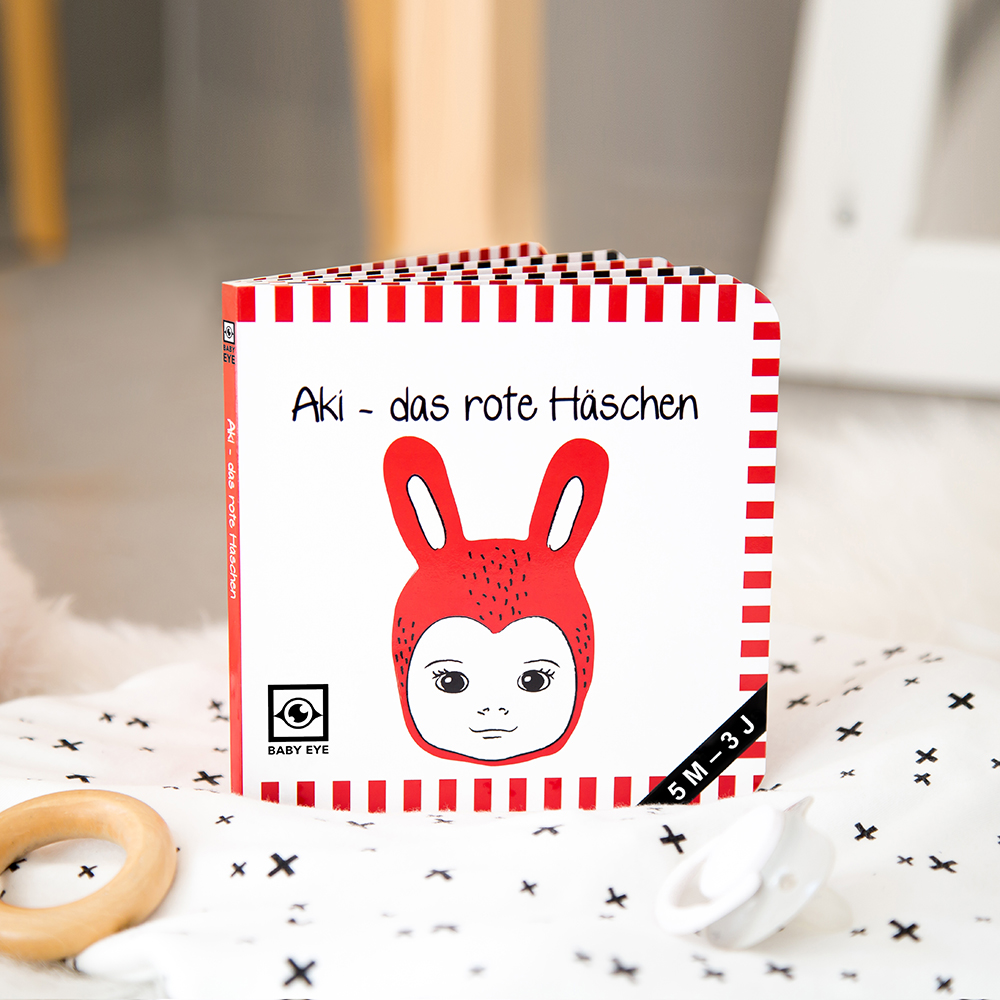 Aki – das rote Häschen: Kontrastbuch für Babys – Gesichter · kontrastreiche Bilder angepasst an Babyaugen · Schwarz Weiß Primärfarben Buch für Neugeborene · Mein erstes Bilderbuch · Montessori Buch