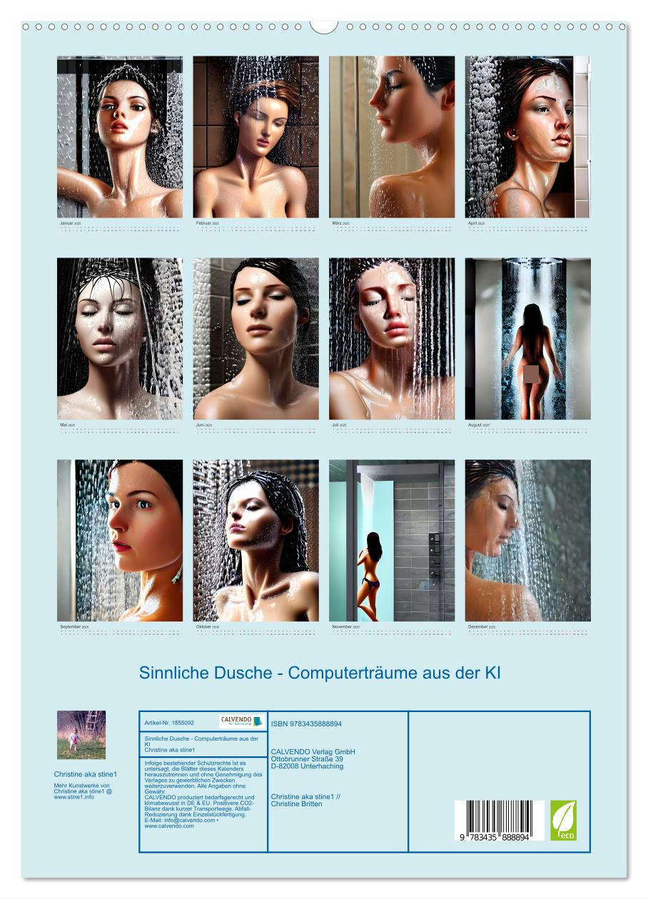 Sinnliche Dusche - Computerträume aus der KI (hochwertiger Premium Wandkalender 2025 DIN A2 hoch), Kunstdruck in Hochglanz