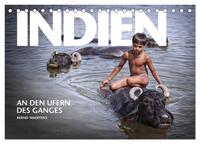 INDIEN An den Ufern des Ganges (Tischkalender 2025 DIN A5 quer), CALVENDO Monatskalender