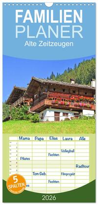 Familienplaner 2026 - Alte Zeitzeugen mit 5 Spalten (Wandkalender, 21 x 45 cm) CALVENDO
