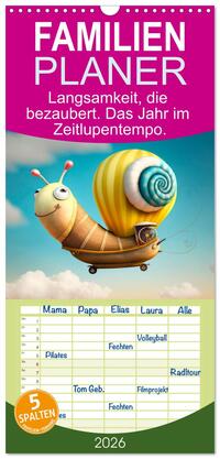 Familienplaner 2026 - Langsamkeit, die bezaubert. Das Jahr im Zeitlupentempo. mit 5 Spalten (Wandkalender, 21 x 45 cm) CALVENDO
