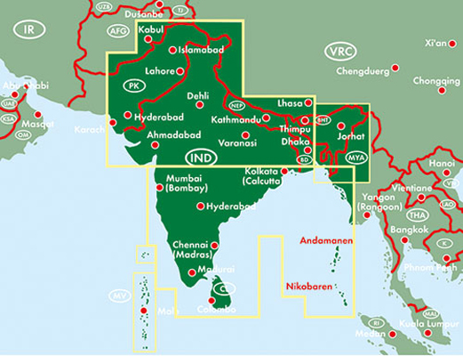 Indien - Bangladesch • Bhutan • Nepal Sri Lanka • Malediven, Autokarte 1:2.000.000