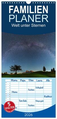 Familienplaner 2026 - Welt unter Sternen mit 5 Spalten (Wandkalender, 21 x 45 cm) CALVENDO
