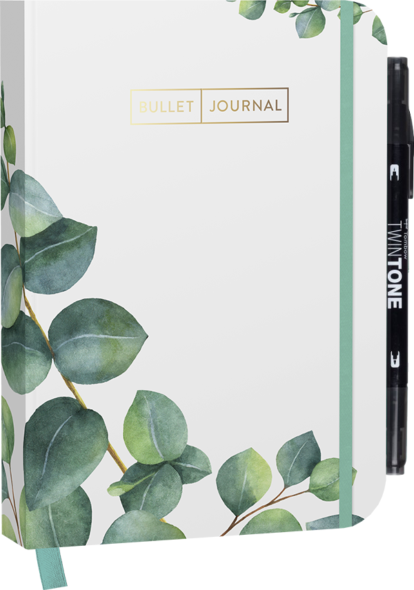 Anderes Coverbild Bullet Journal "Leaves" 05 mit original Tombow TwinTone Dual-Tip Marker black
