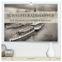 Schaufelraddampfer der Sächsischen Dampfschiffahrt (hochwertiger Premium Wandkalender 2026 DIN A2 quer), Kunstdruck in Hochglanz