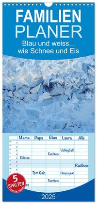 Vorderes Coverbild Familienplaner 2025 - Blau und weiss... wie Schnee und Eis mit 5 Spalten (Wandkalender, 21 x 45 cm) CALVENDO