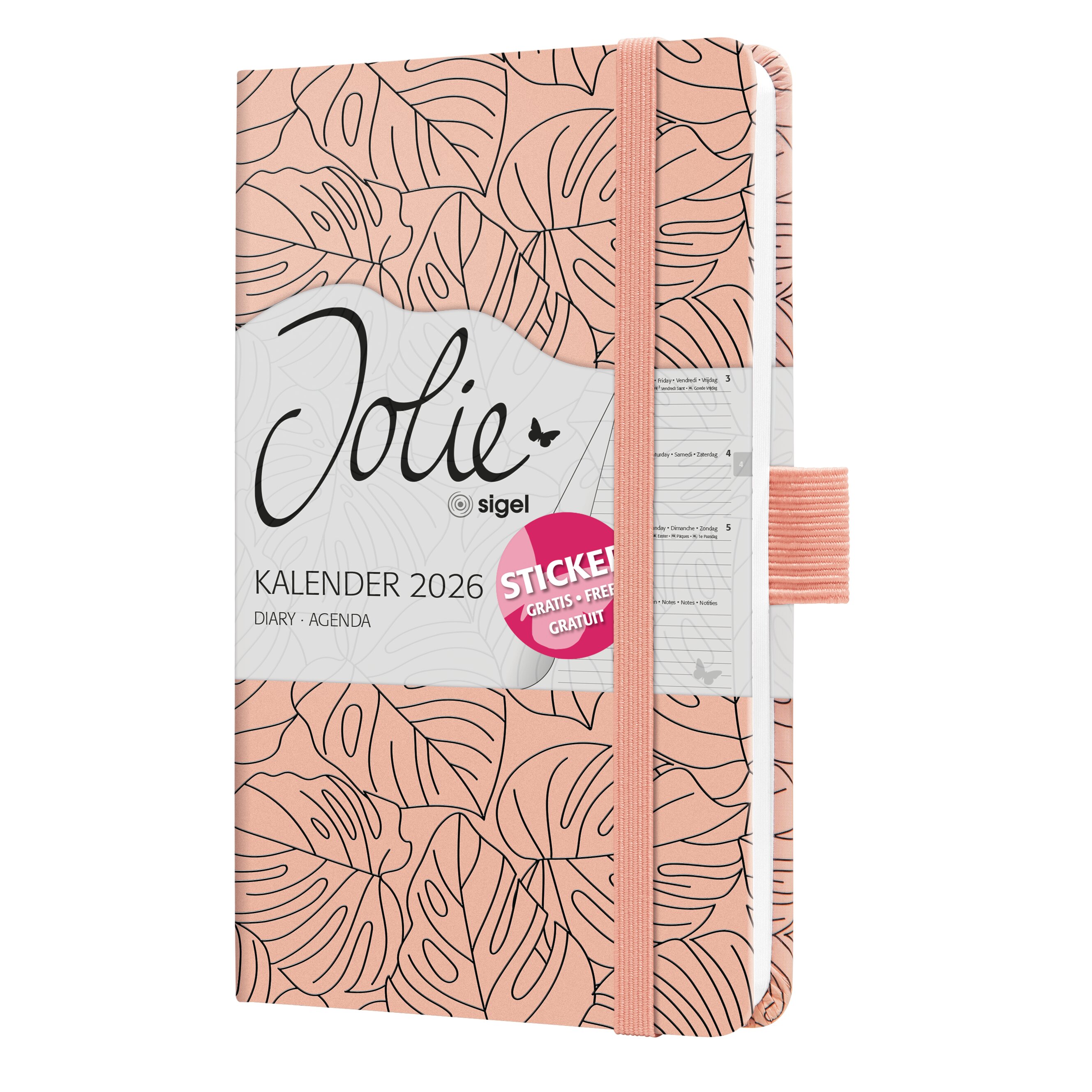 SIGEL J6352 Wochenkalender Jolie 2026, ca. A6, , rosé, schwarz
