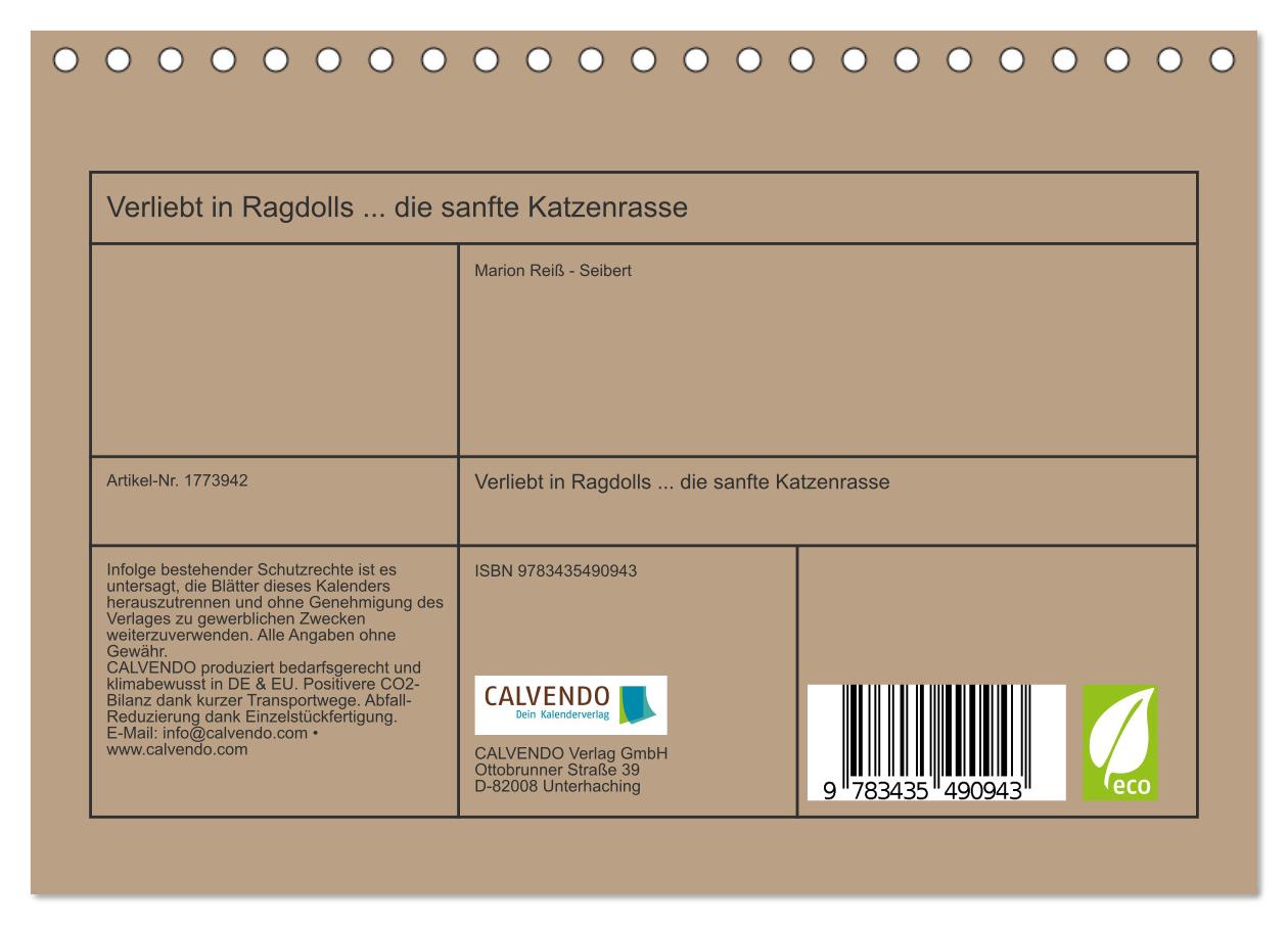 Beispielinhalt (Bild) Verliebt in Ragdolls ... die sanfte Katzenrasse (Tischkalender 2025 DIN A5 quer), CALVENDO Monatskalender