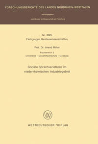 Soziale Sprachvarietäten im niederrheinischen Industriegebiet