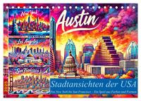 Stadtansichten der USA in Tusche (Tischkalender 2025 DIN A5 quer), CALVENDO Monatskalender