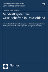 Vorderes Coverbild Mindestkapitalfreie Gesellschaften in Deutschland
