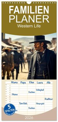 Vorderes Coverbild Familienplaner 2026 - Western Life mit 5 Spalten (Wandkalender, 21 x 45 cm) CALVENDO