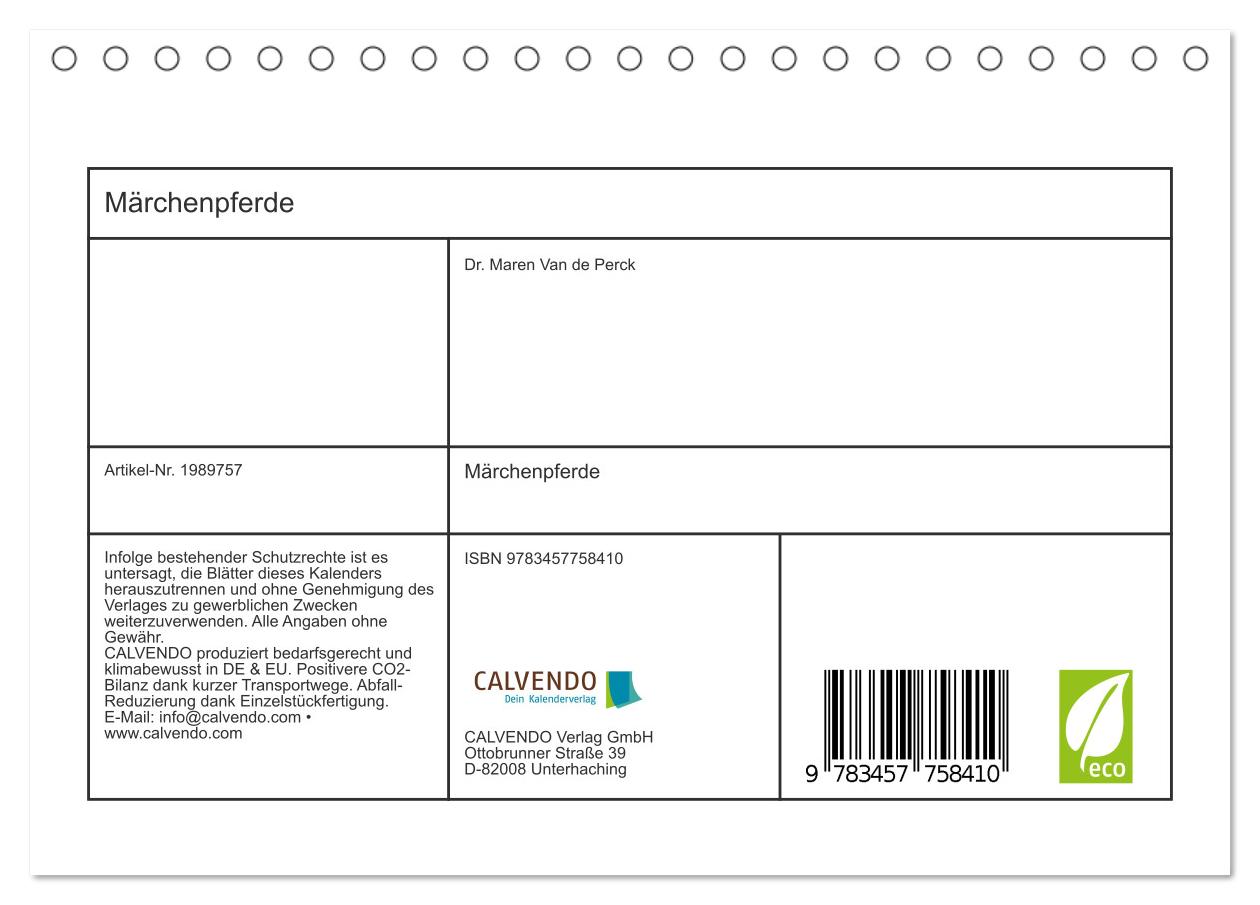 Beispielinhalt (Bild) Märchenpferde (Tischkalender 2026 DIN A5 quer), CALVENDO Monatskalender