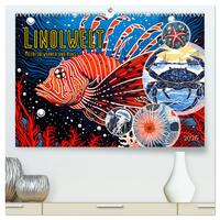 Linolwelt - Meeresbewohner und Kunst (hochwertiger Premium Wandkalender 2025 DIN A2 quer), Kunstdruck in Hochglanz
