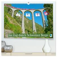 Im Zug durch Schweizer Berge (hochwertiger Premium Wandkalender 2026 DIN A2 quer), Kunstdruck in Hochglanz