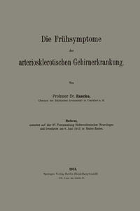 Vorderes Coverbild Die Frühsymptome der arteriosklerotischen Gehirnerkrankung