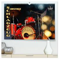Schlagzeug onstage - "abgerockt" (hochwertiger Premium Wandkalender 2025 DIN A2 quer), Kunstdruck in Hochglanz