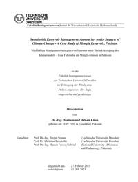 Sustainable Reservoir Management Approaches under Impacts of Climate Change - A Case Study of Mangla Reservoir, Pakistan