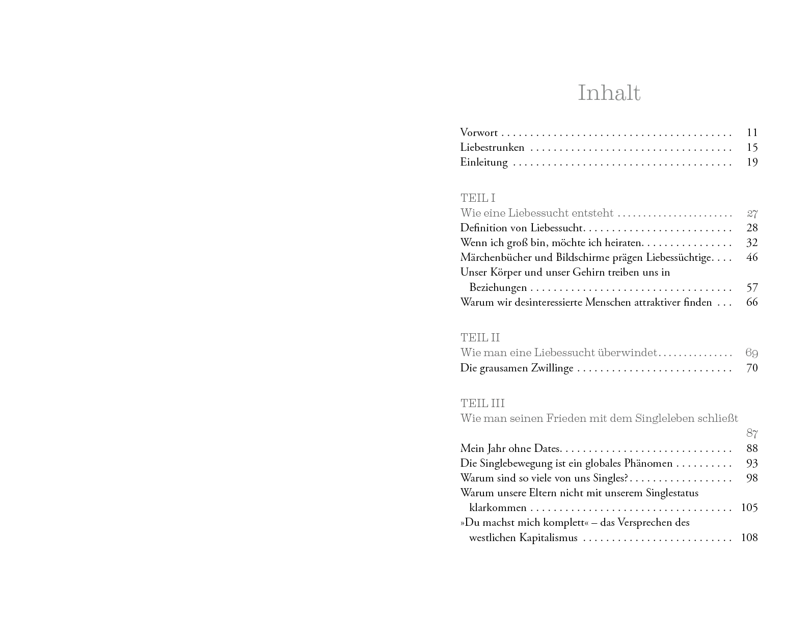 Beispielinhalt (Bild) Vom unerwarteten Vergnügen, Single zu sein