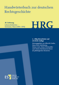 Vorderes Coverbild Handwörterbuch zur deutschen Rechtsgeschichte (HRG) – Lieferungsbezug – - - Lieferung 20: Lehnrechtsbücher–Liermann, Hans