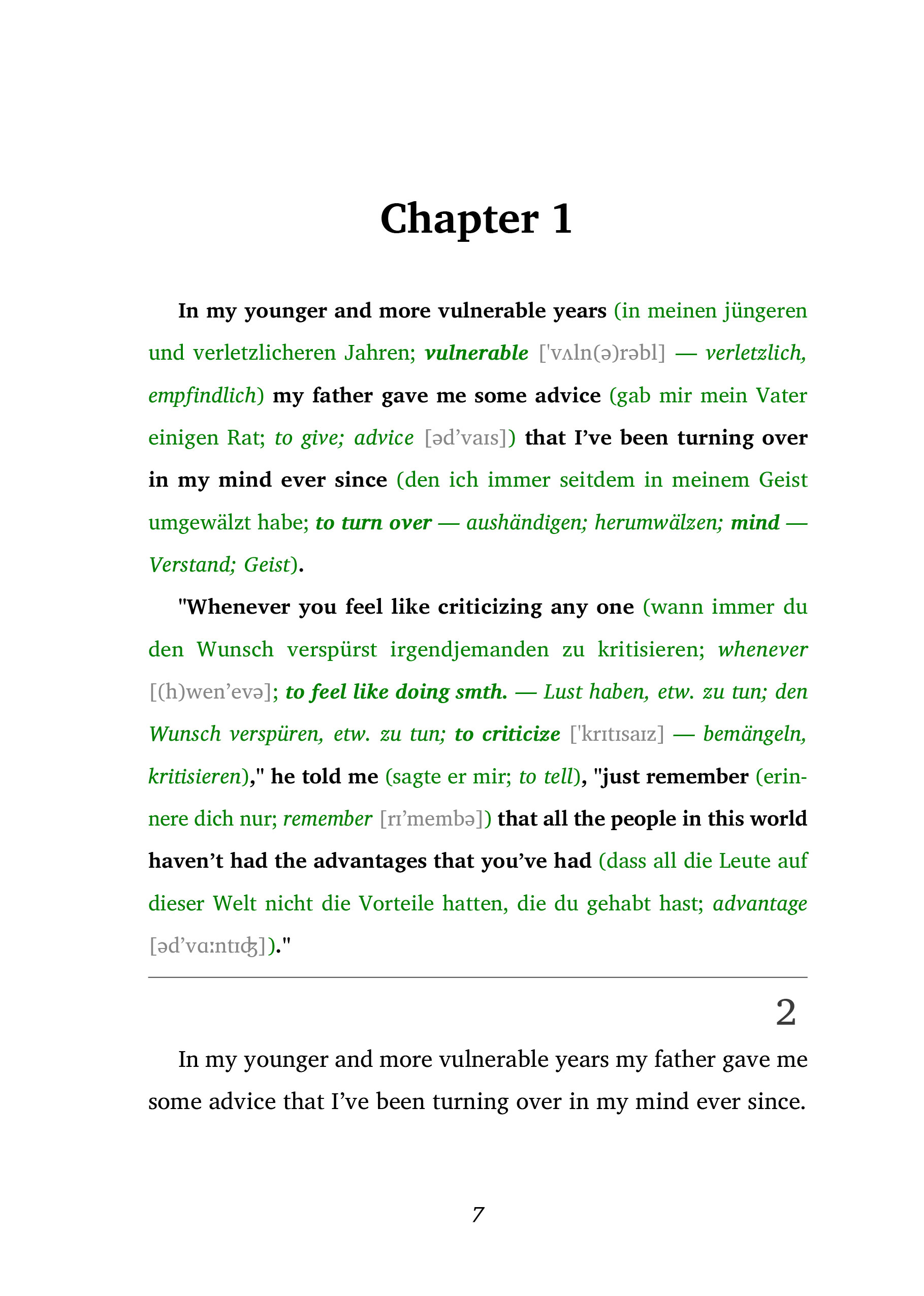 Beispielinhalt (Bild) The Great Gatsby- B1-B2 - 2 Teile (+ Audio-Online)